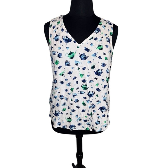 NIC+ZOE Garden Party Tank - Plus 1X White/Blue/Green - Picture 3 of 12